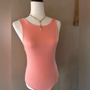 CEFIAN Double layered sleeveless bodysuit in apricot